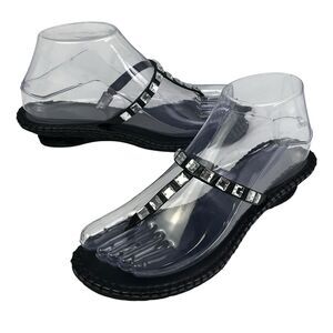 Cole Haan Kalla Thong Flip Flop Sandals Womens 6.5 Black Bejewelled Jewel Bling